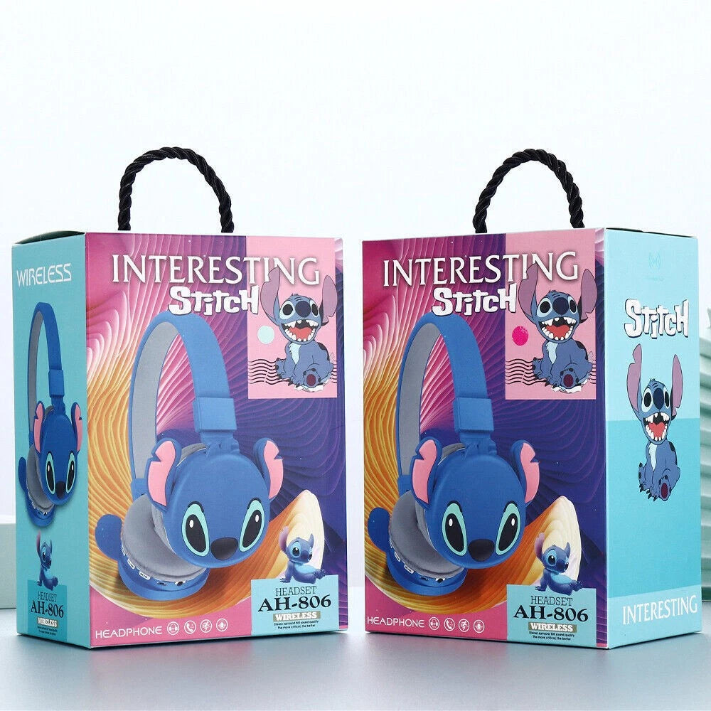 Lilo & Stitch Kids Foldable Wireless Headphones Ear Pads Headset Gift Earphones