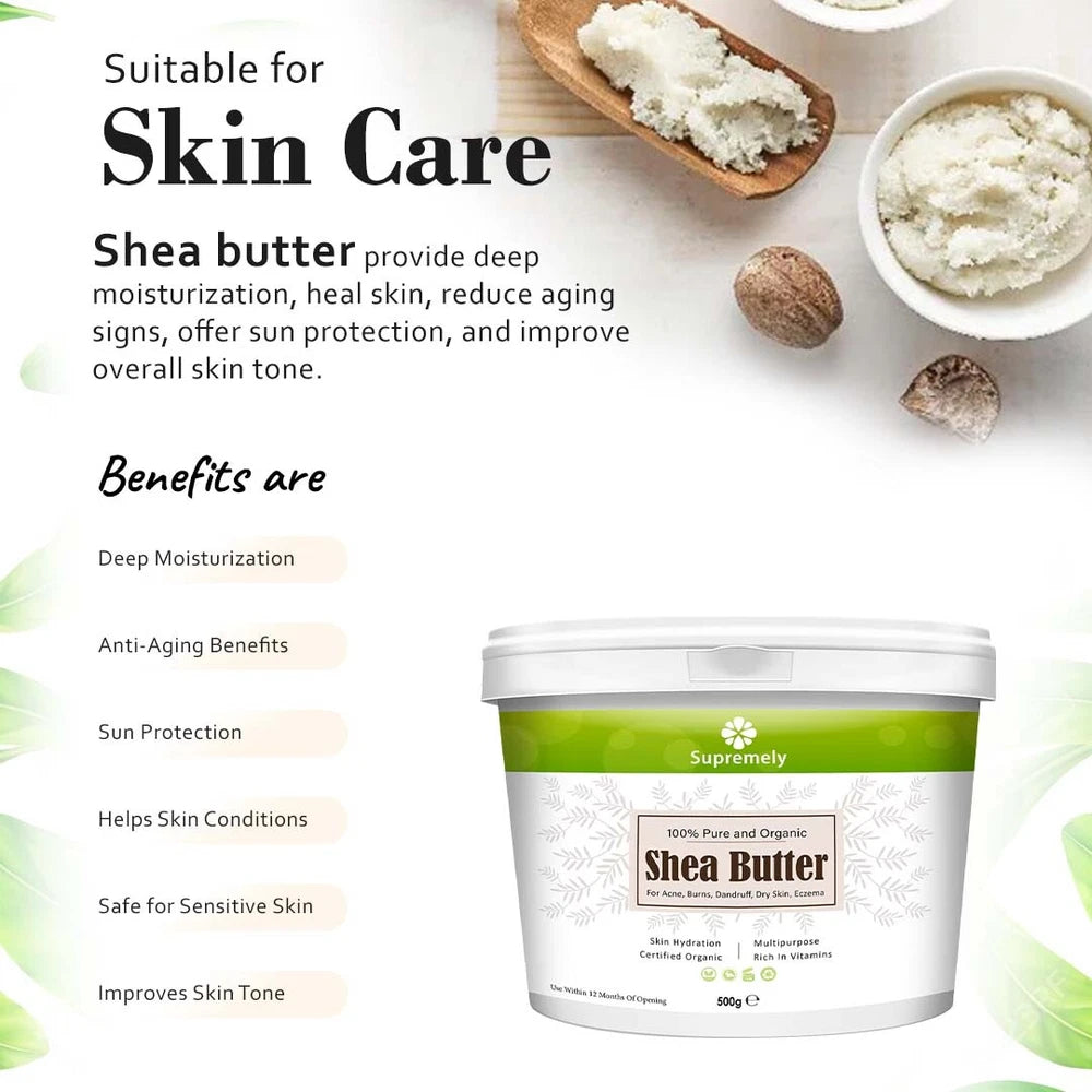 ORGANIC SHEA BUTTER, 100% Food Grade Organic Unrefined Raw & Pure 500g, 200g 1KG