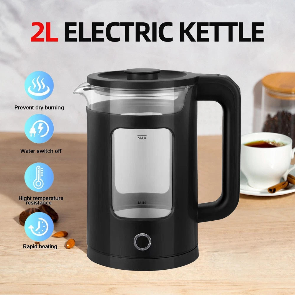 Electric Kettle Fast Boil 1500W Stainless Steel Jug Boil-Dry Protection