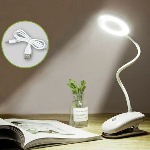 LED USB Rechargeable Clamp Clip On Flexible Desk Light Bed Read Table Night Lamp