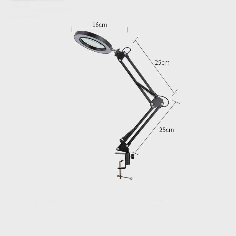 10X LED Magnifier Glass Desk Lamp With Light Stand Clamp Beauty Magnifying Lamp