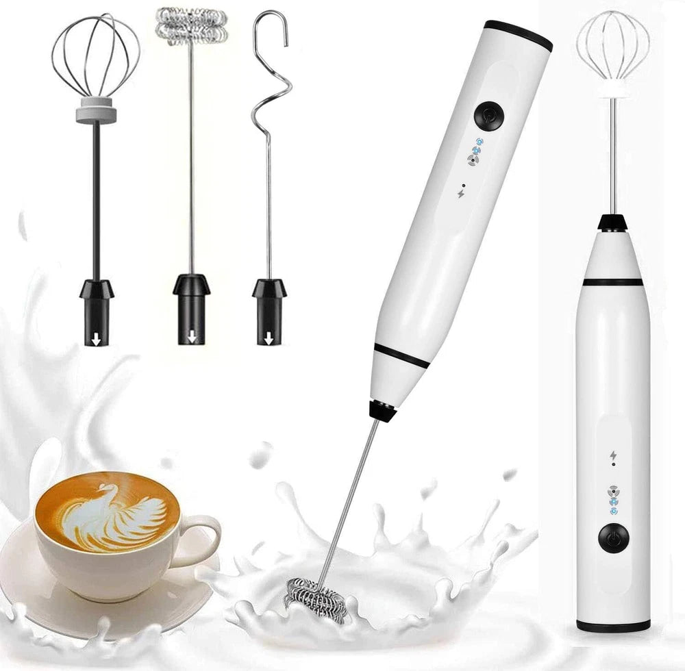 USB Rechargeable Milk Coffee Frother Whisk Egg Beater Handheld Frappe Mixer New