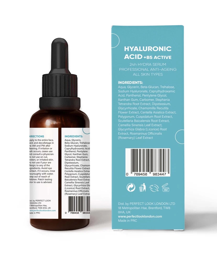 Hyaluronic Acid Serum 5% for Face with Vitamin B5 97.6% Natural Ingredients 30ml