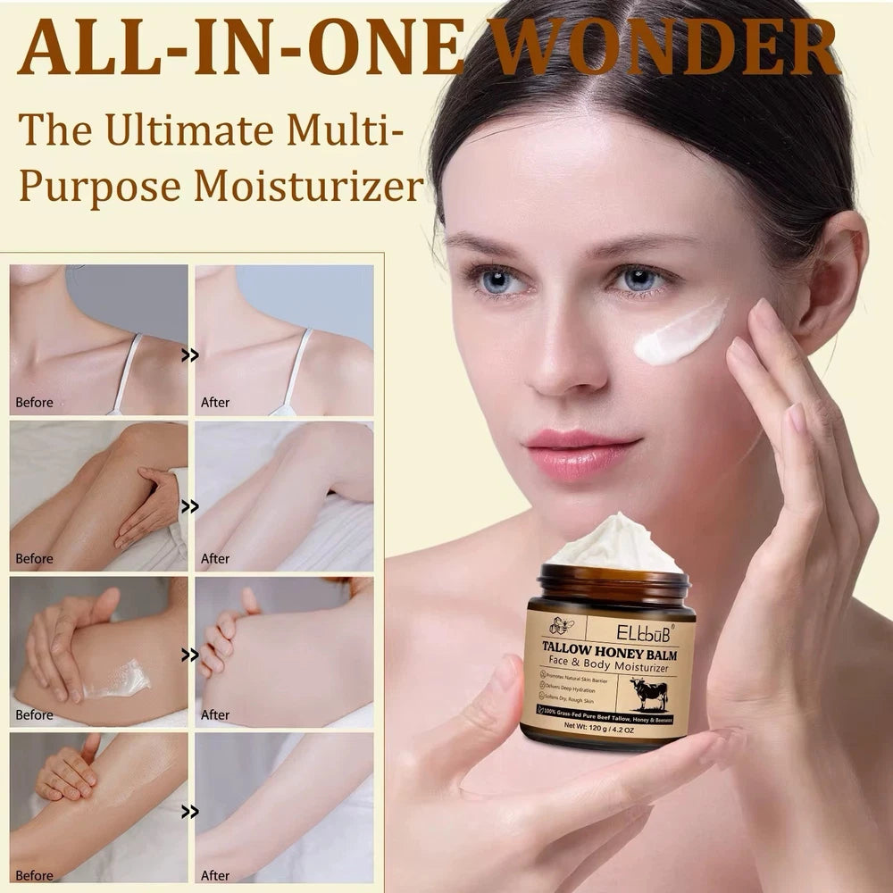 Beef Tallow Skin Care, Beef Tallow and Honey Balm Face Moisturizer, Natural