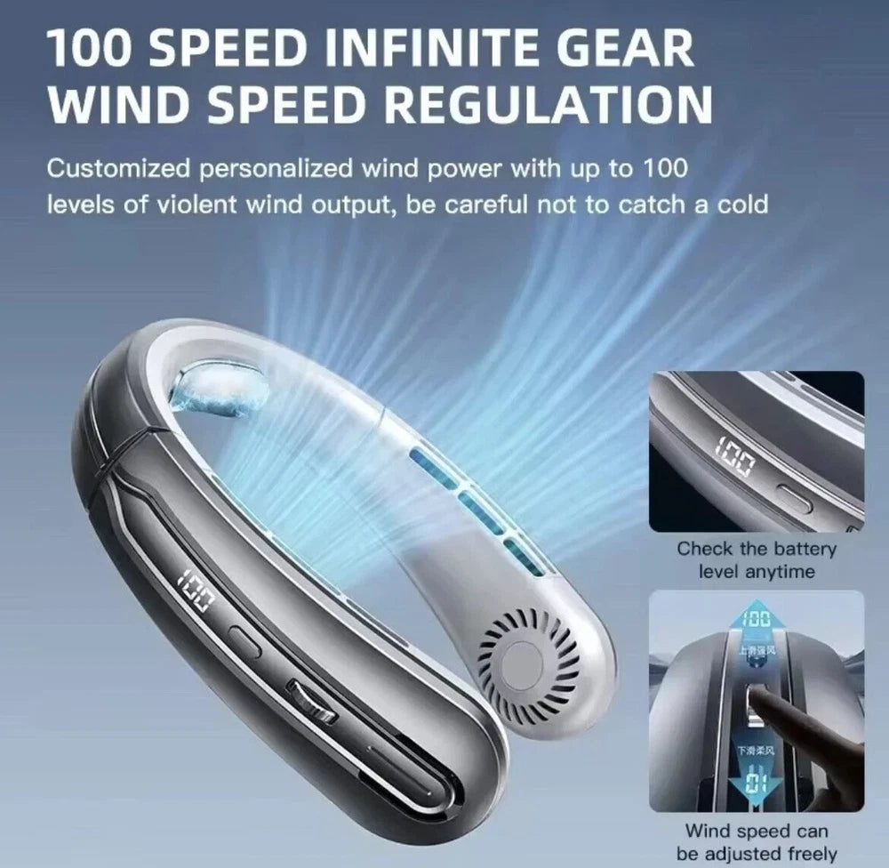 Xiaomi 8000mAh USB Rechargeable Bladeless Hanging Neck Fan - Portable&Quiet