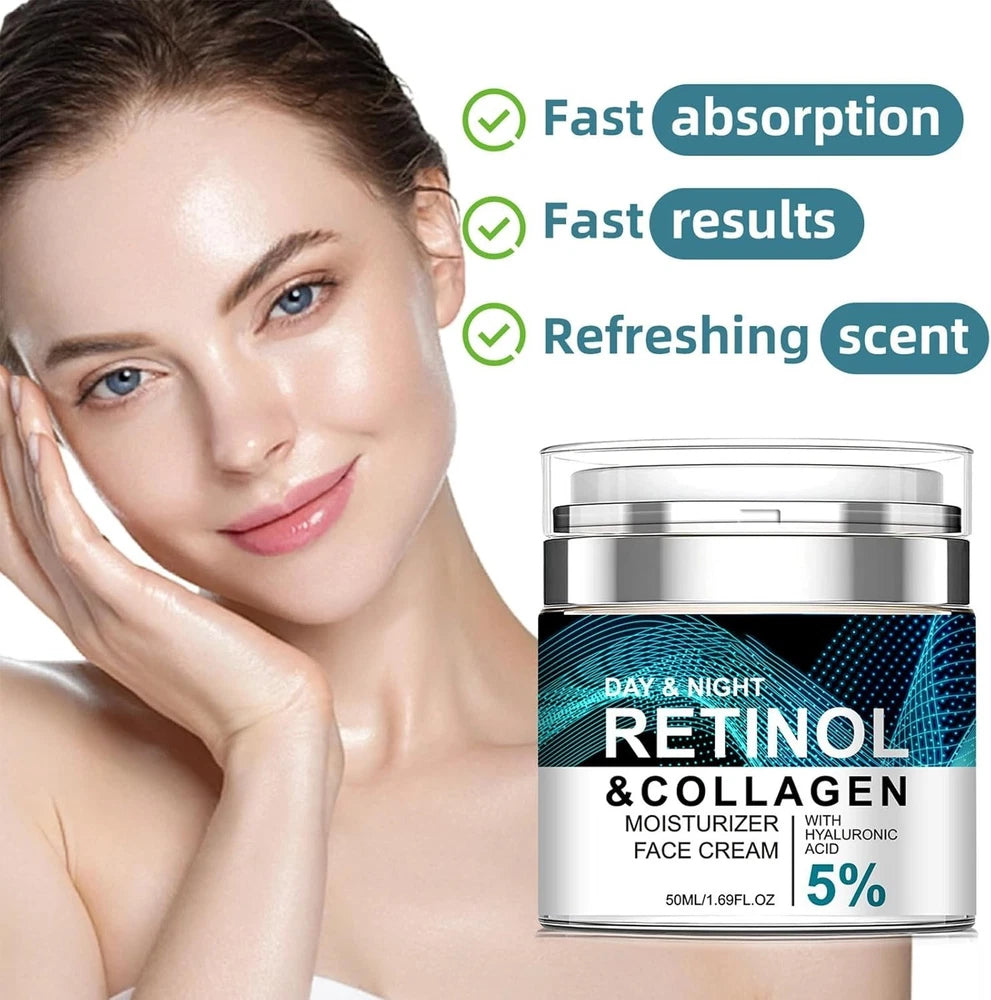 Face Moisturiser Retinol Cream, Anti Aging Face Cream with Collagen Hyalur