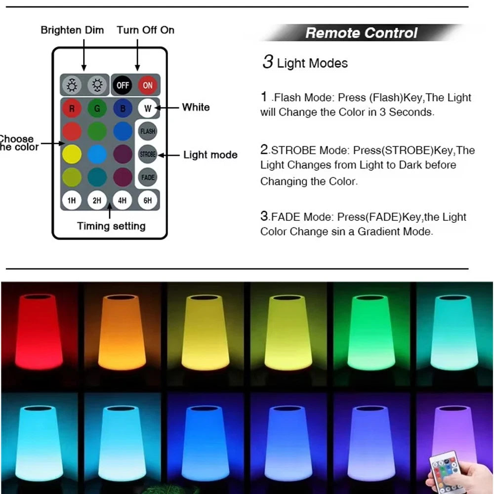 1/5X Rechargeable Night Light Touch Sensor LED Bedside Desk Table Lamp Dimmable