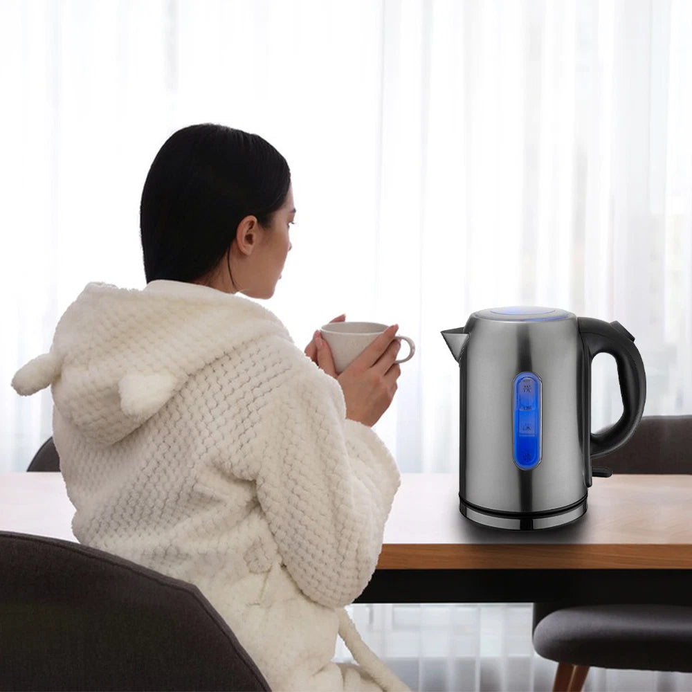 1.7L Electric Kettle Quiet Fast Boil Stainless Steel Jug Overheat Protect 2200W