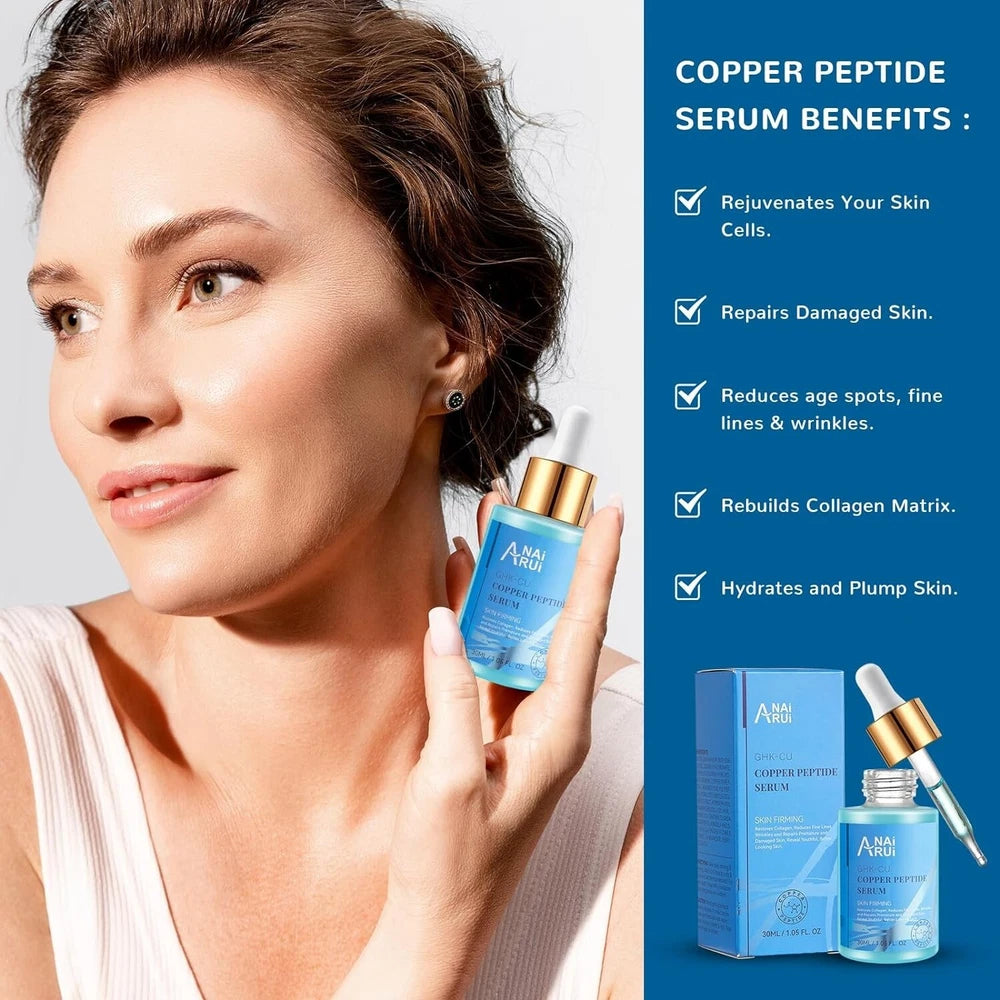 Copper Peptides Serum for Face - Ghk-Cu anti Aging Face Serum with Hyalu