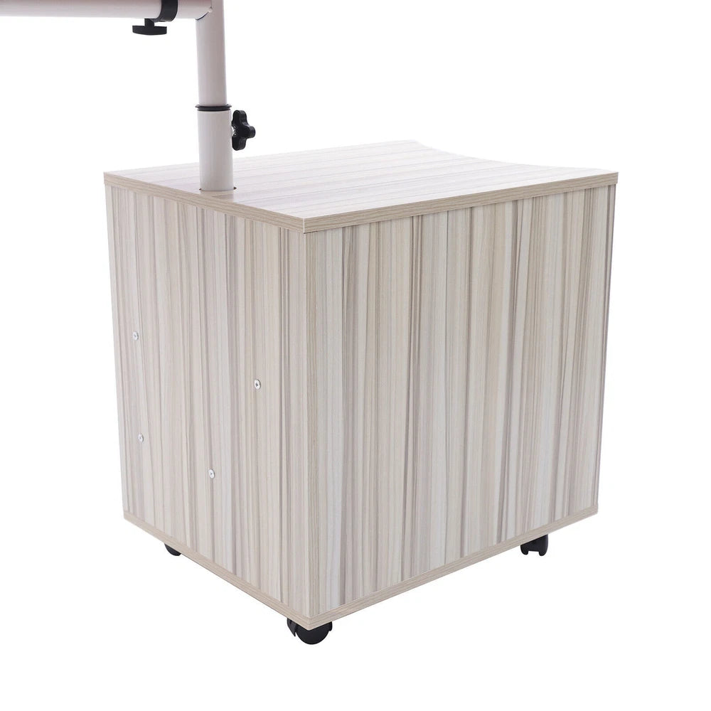 Laptop Desk Bedside Table with Lift Up Top - Modern Nightstand 2 Drawers w/Wheel