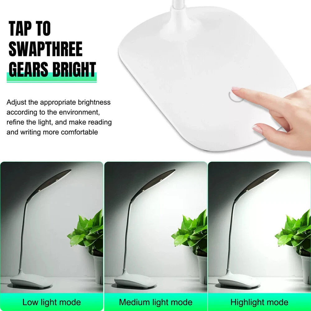 LED Flexible Touch Desk USB Rechargeable Light Bedside Reading Lamp Dimmable