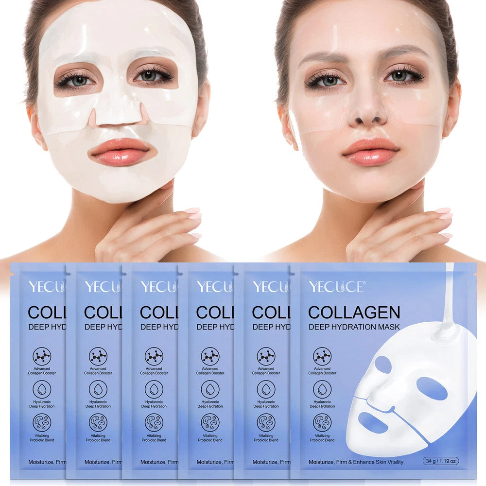 6pcs Overnight Korean Bio-Collagen Real Deep Face Mask _ Brightening  Hydrating