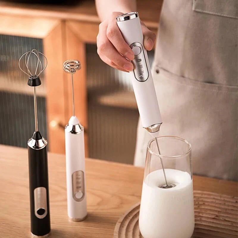 USB Rechargeable Milk Coffee Frother Whisk Egg Beater Handheld Frappe Mixer New