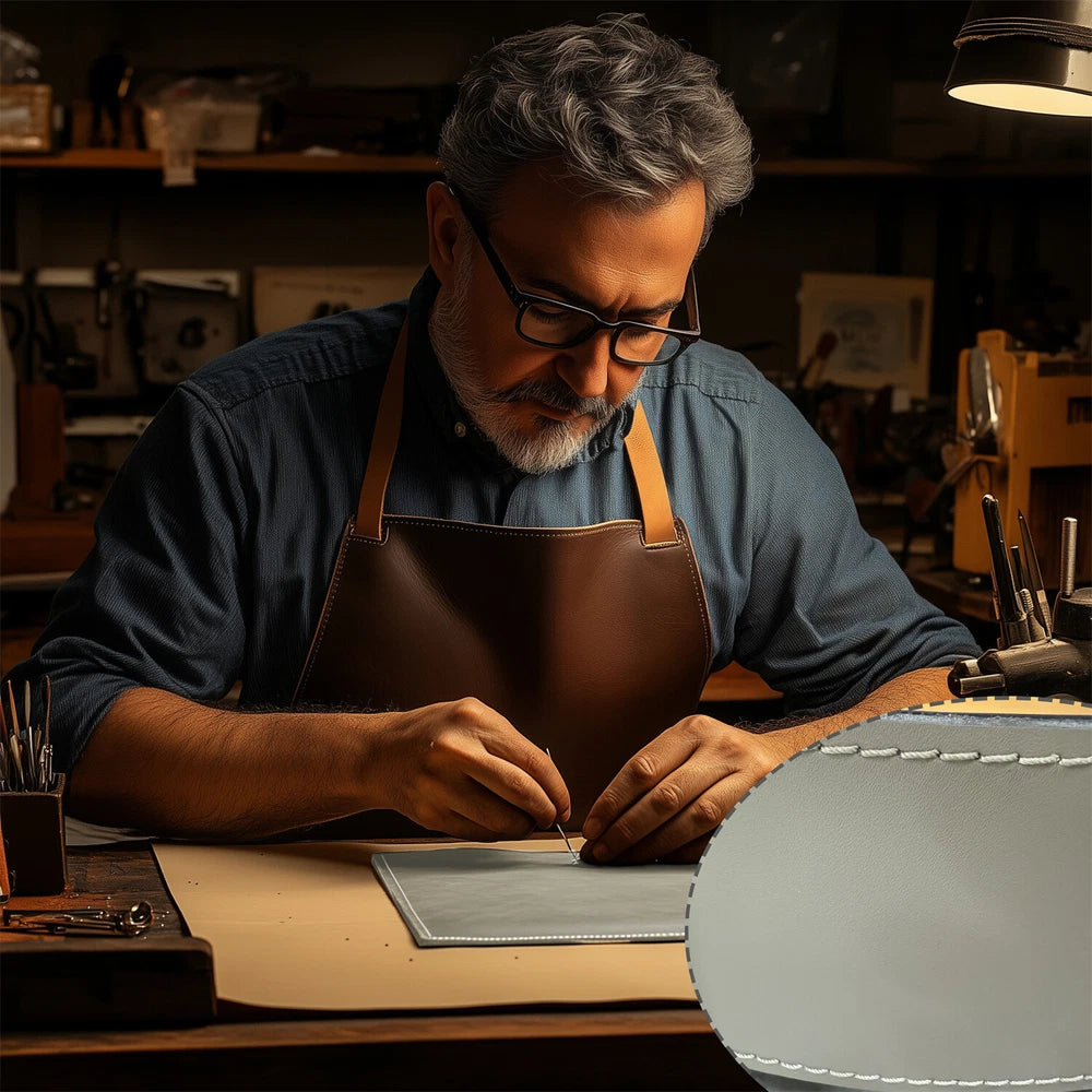 3Tier Side End Table Accent Couch Beside Table with Leather Tray Top Metal Frame