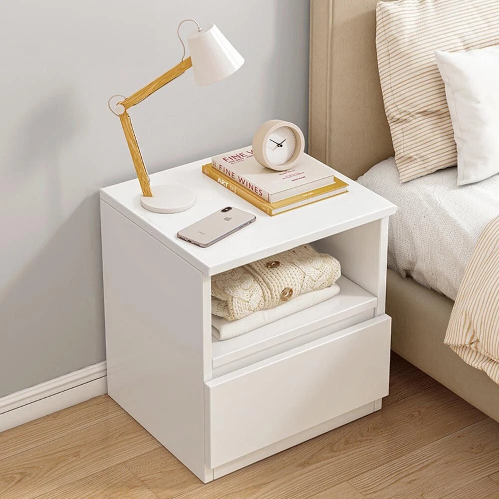 White Bedside Table Drawer Cabinet Bedroom Furniture Storage Nightstand Shelf UK