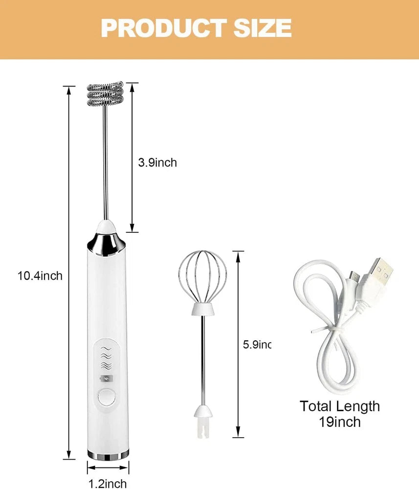 USB Rechargeable Milk Coffee Frother Whisk Egg Beater Handheld Frappe Mixer New