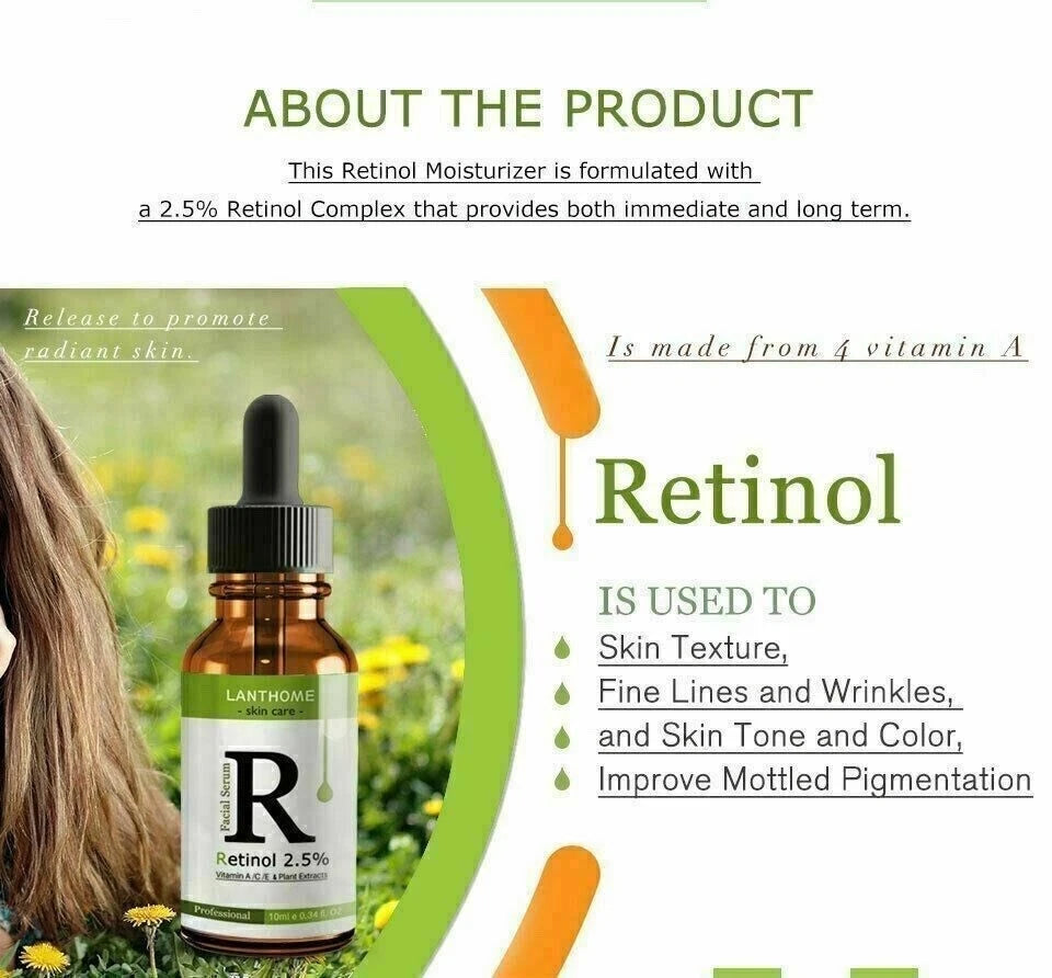 Retinol Oil Vitamin A C E Hyaluronic Acid Face Serum Anti Aging Wrinkles UK