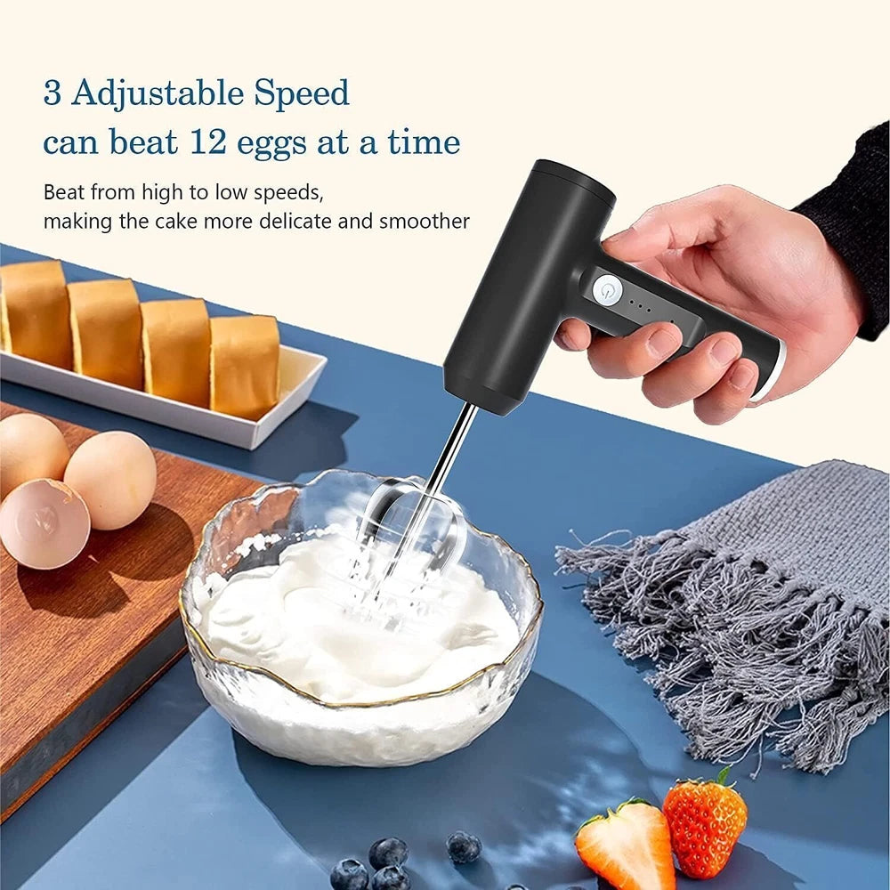 Electric Handheld Whisk Cordless Egg Beater Hand Mixer USB Coffee Food Frother