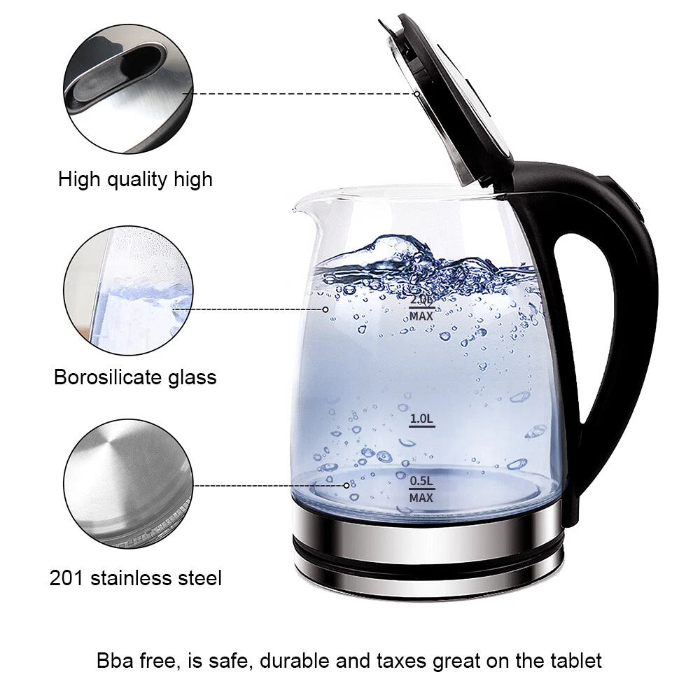 0.6/2/2.3L Portable Fast Boil Electric Quiet Stainless Steel Travel Kettle Jug~