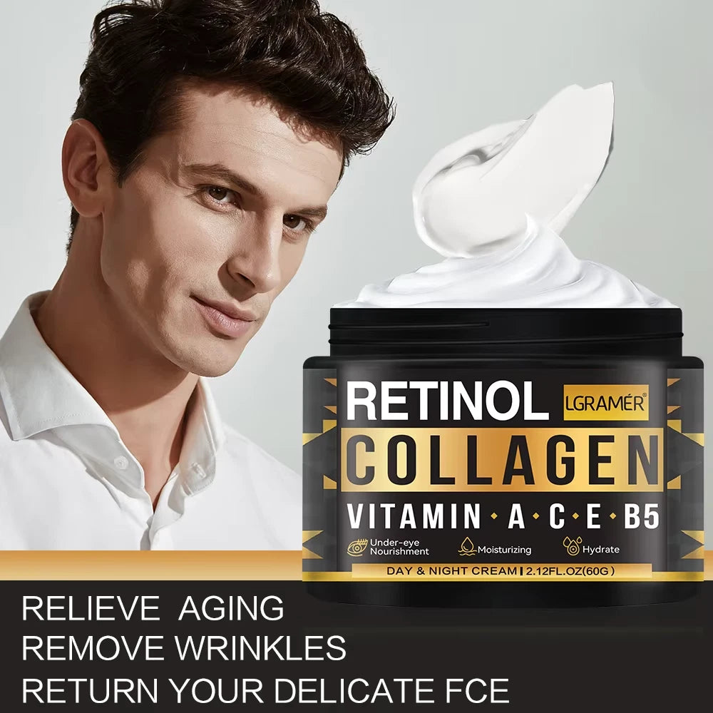Retinol Collagen Face Cream 60G for Men Skin Care Moisturizing Hydrating Wrinkle