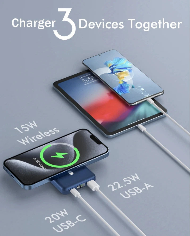 Magnetic Wireless Power Bank 10000mAh, Foldable Small Wireless