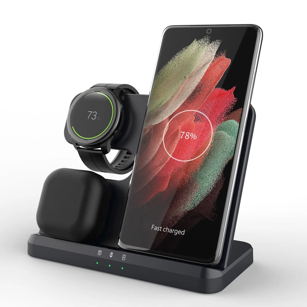 15W 3in1 Wireless Charger Station Charging Dock For Samsung Galaxy Watch 7/6 S24