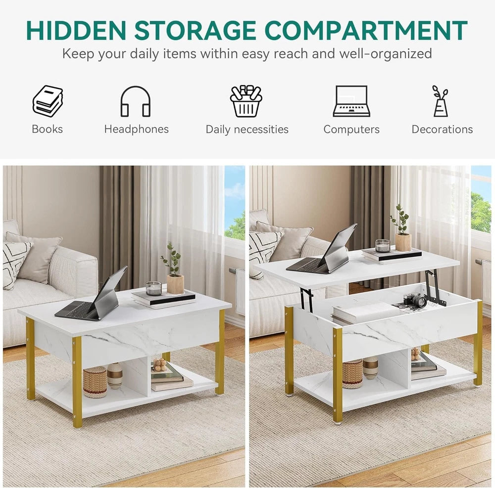 Coffee Table With Storage Lift Top Up Drawer Shelf Wooden Living Room Furniture