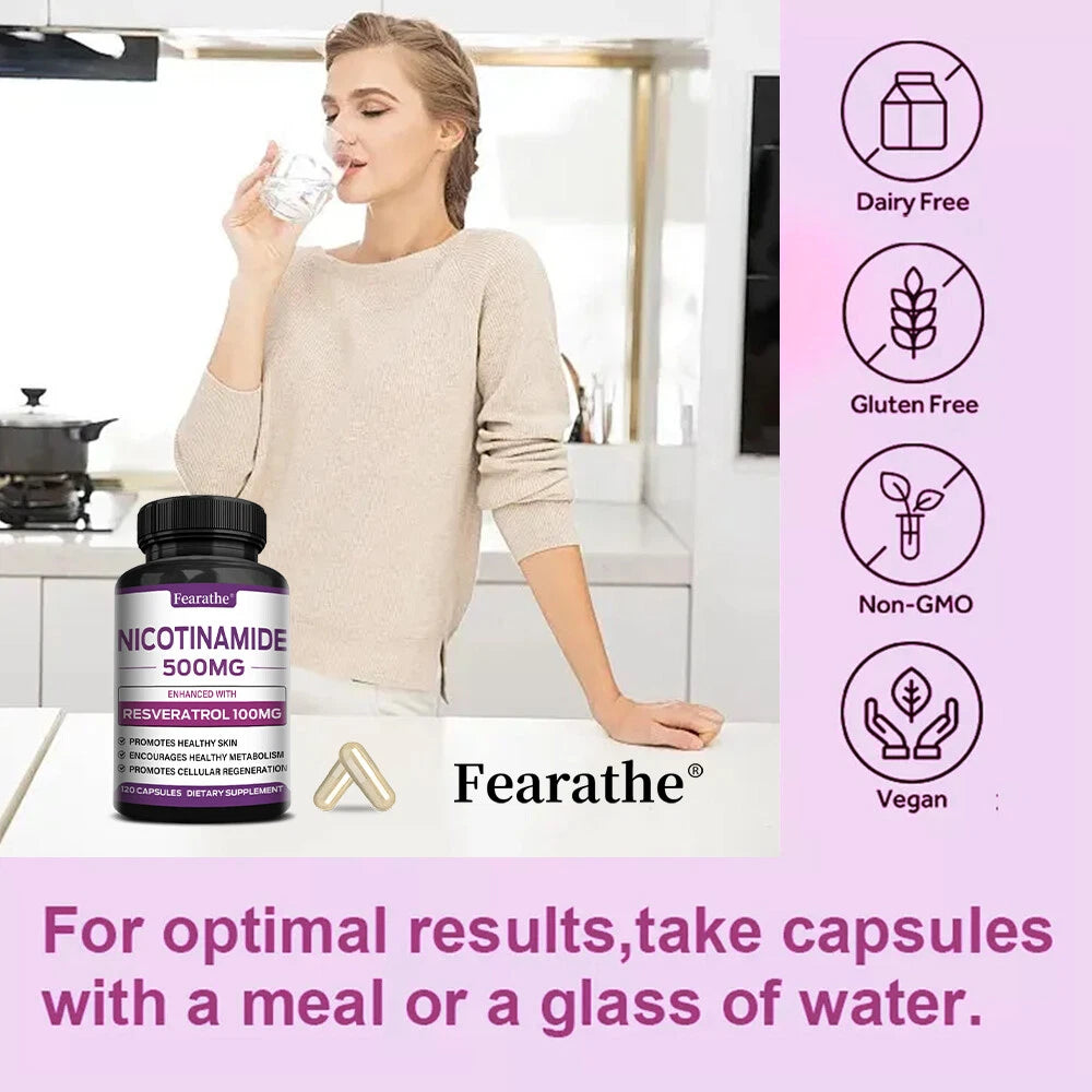 Niacinamide Supplement 500 Mg, Promotes Cell Regeneration, Repair & Skin Health