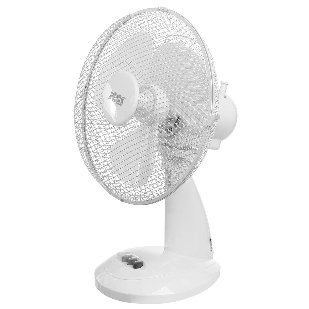 Jegs 12 Inch 35W Air Cooling Oscillating Table Desk Fan Home Office 3 Speed