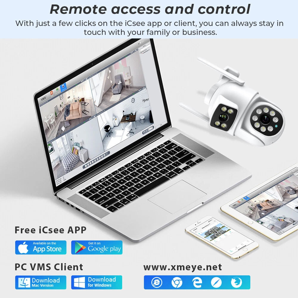 8MP Wireless 4K WIFI IP Camera CCTV PTZ Smart Home Outdoor Security IR Cam IP66