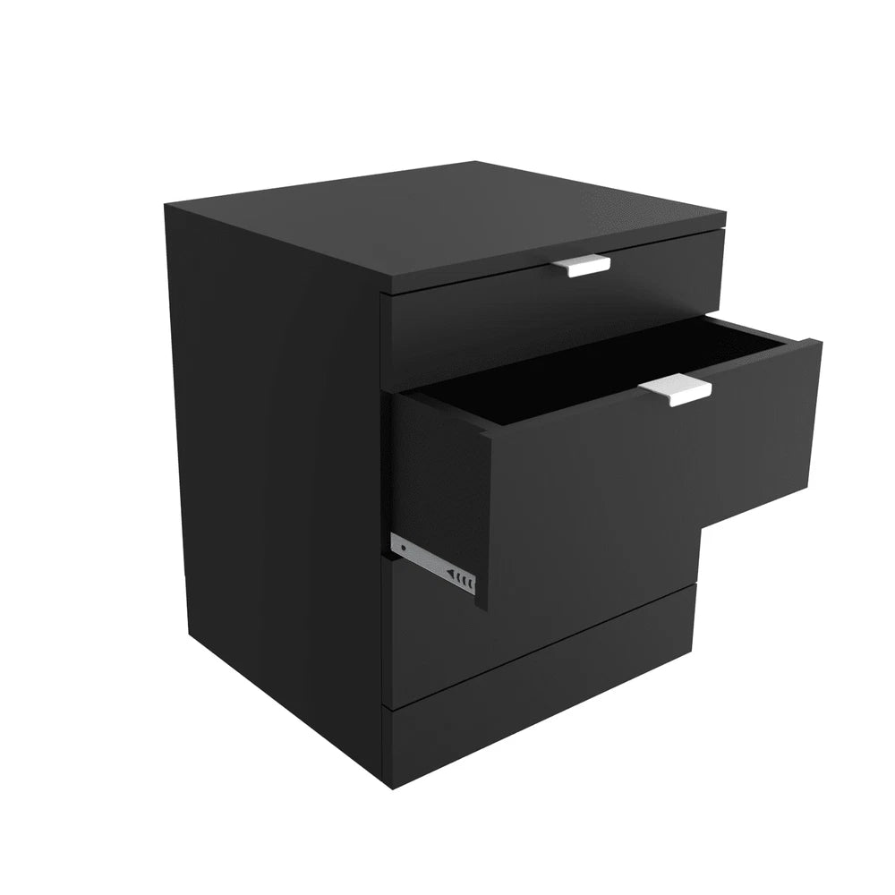 Modern 3 Drawers Bedside Table with Shelf Nightstand Bedroom Furniture Storage