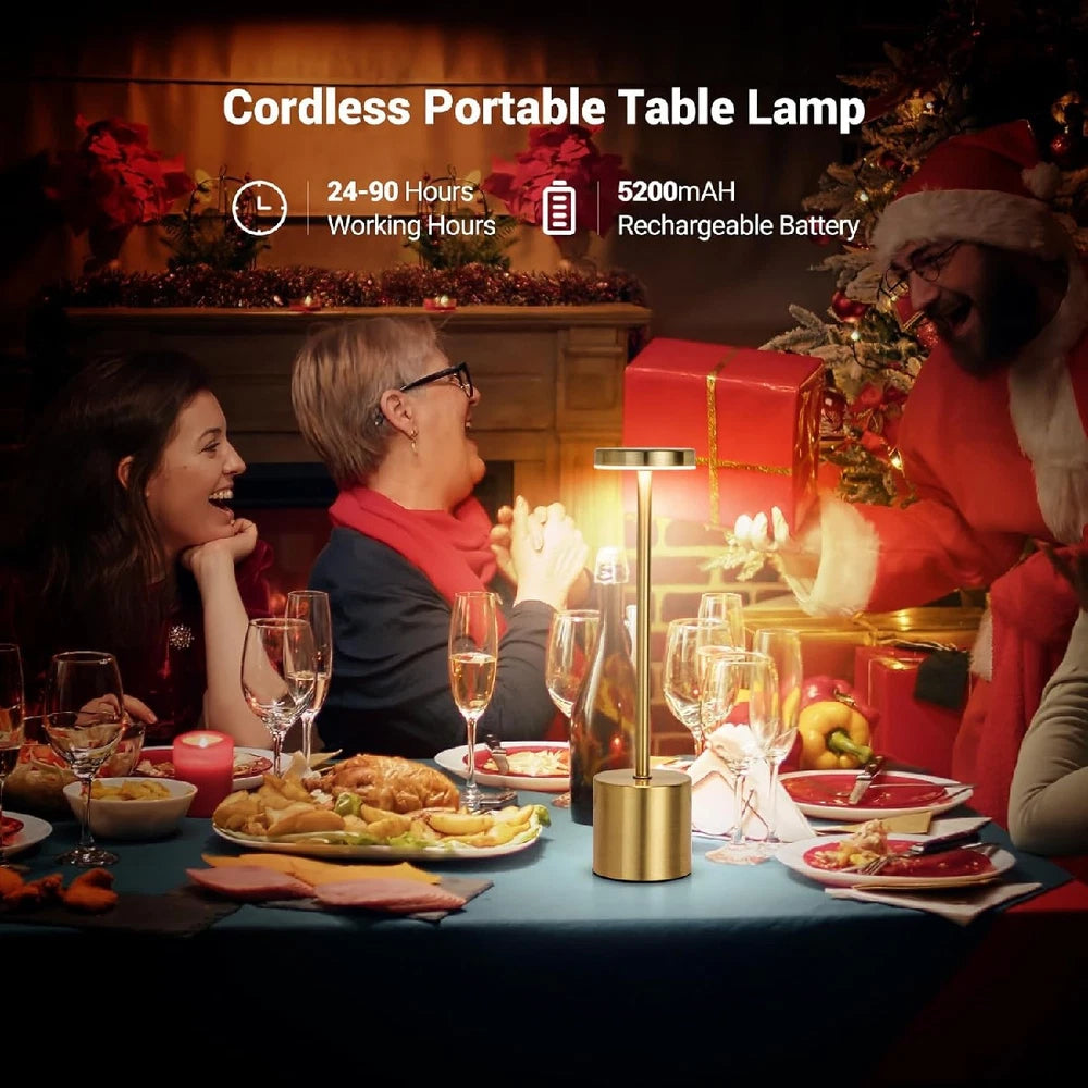 Cordless Rechargeable Metal Table Desk Lamp Touch Control Dimmable Night Light