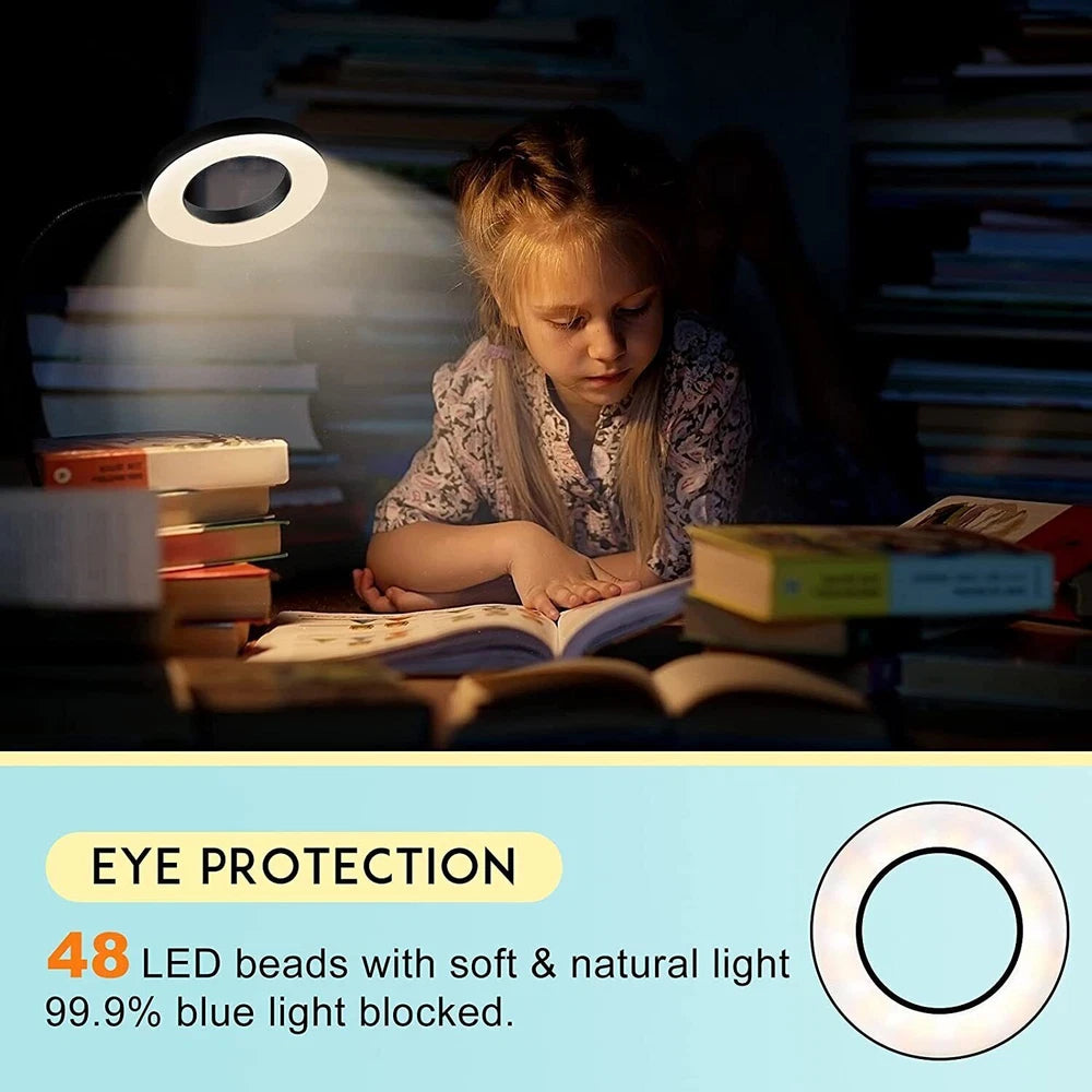 48 LED USB Clamp Clip On Flexible Desk Light Bed Reading Table Study Night Lamp