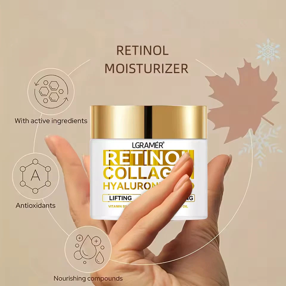 Retinol Collagen Hyaluronic Acid Face Cream Anti Ageing Wrinkles Vitamin B-C-E