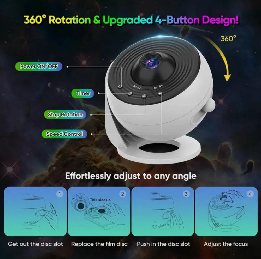 NEW PRO + MUSIC + REMOTE -4K HD Planetarium Galaxy Sky Projector LED Night Light