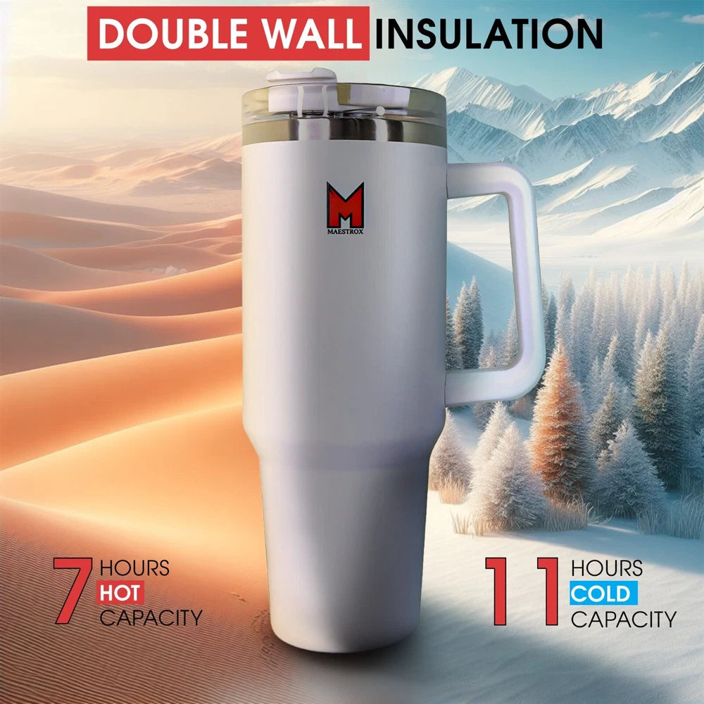 40oz Tumbler Stainless Steel Insulated Travel Mug with Straw and Lid Coffee Mug