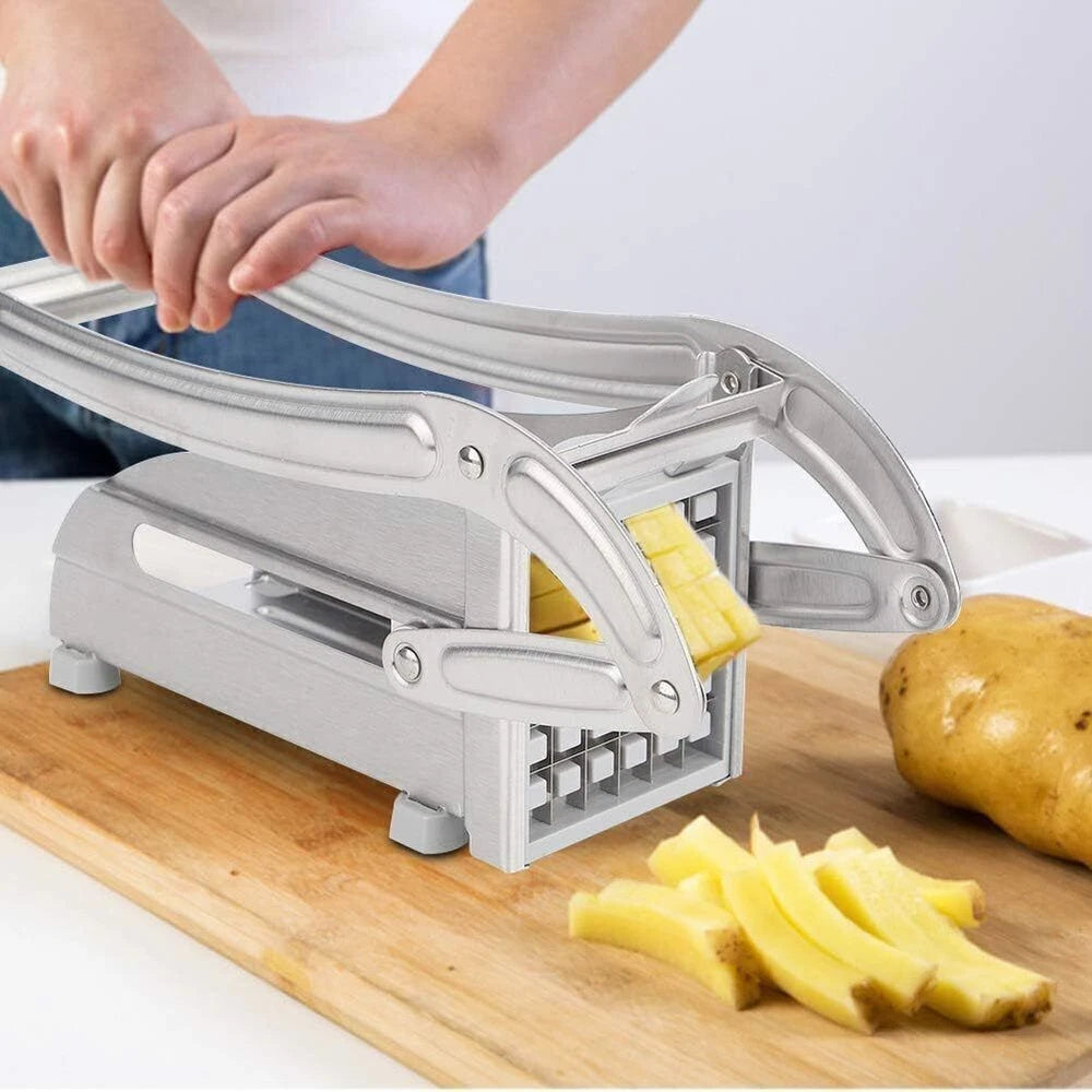 Potato Chipper Chip Chopper Cutter Slicer Maker & 2 Steel Edges French Fries UK