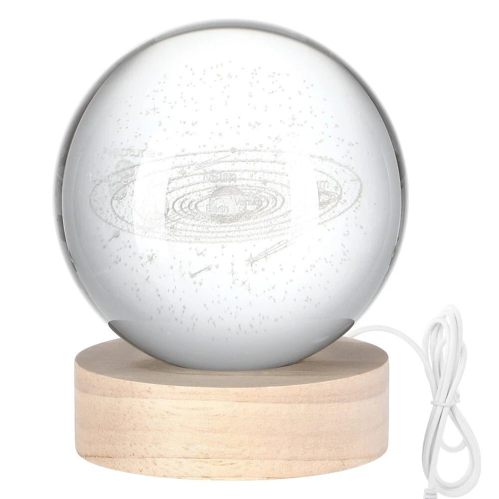 USB 3D Moon Planet Globe Galaxy Night Light LED Crystal Ball Table Lamp Bedside