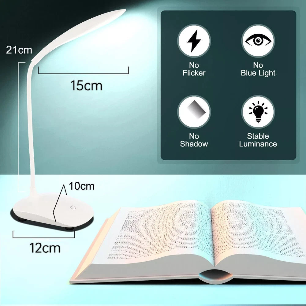 20LED Flexible Touch Desk Light Bedside Reading Lamp Dimmable USB Rechargeable🎁