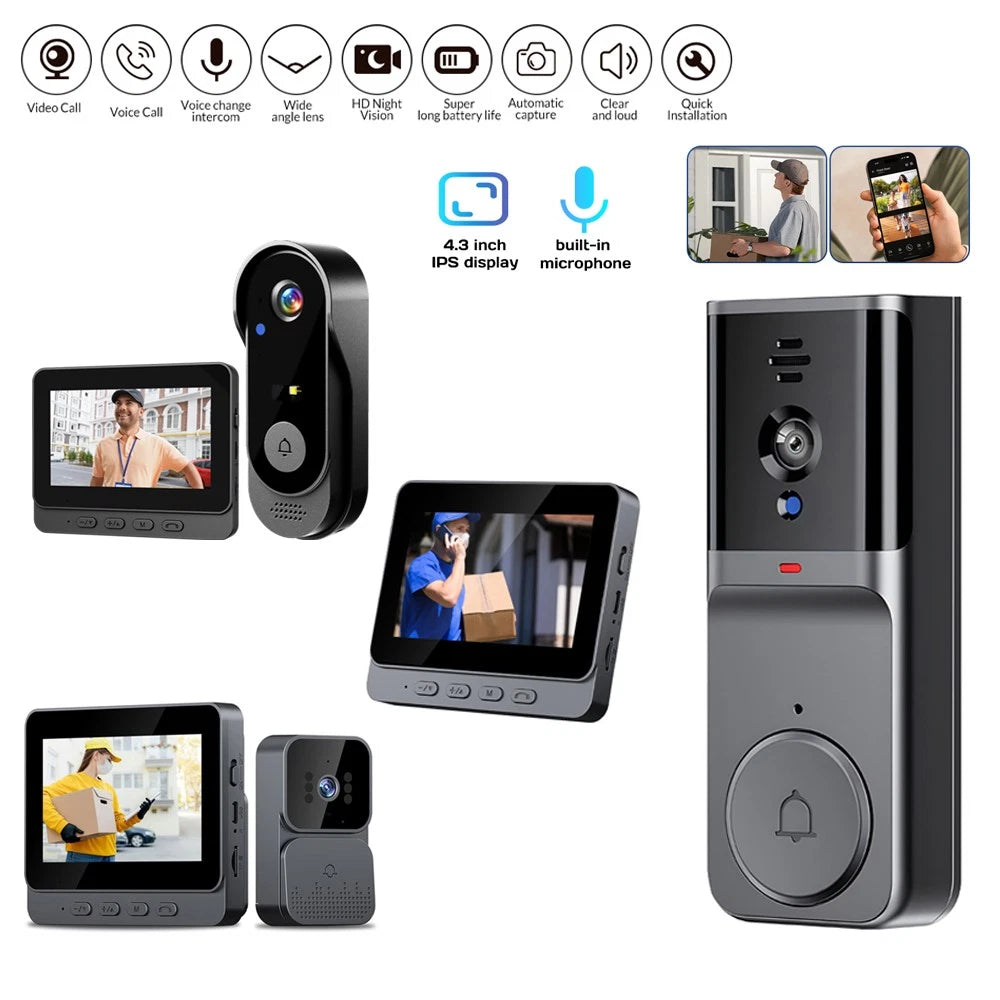 Smart Wireless Video Doorbell Security Streaming Camera Door Bell Intercom HD