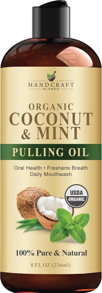 Coconut Oil Pulling 236ml w/ Peppermint for Teeth Gums Fresh Breath Oral Health