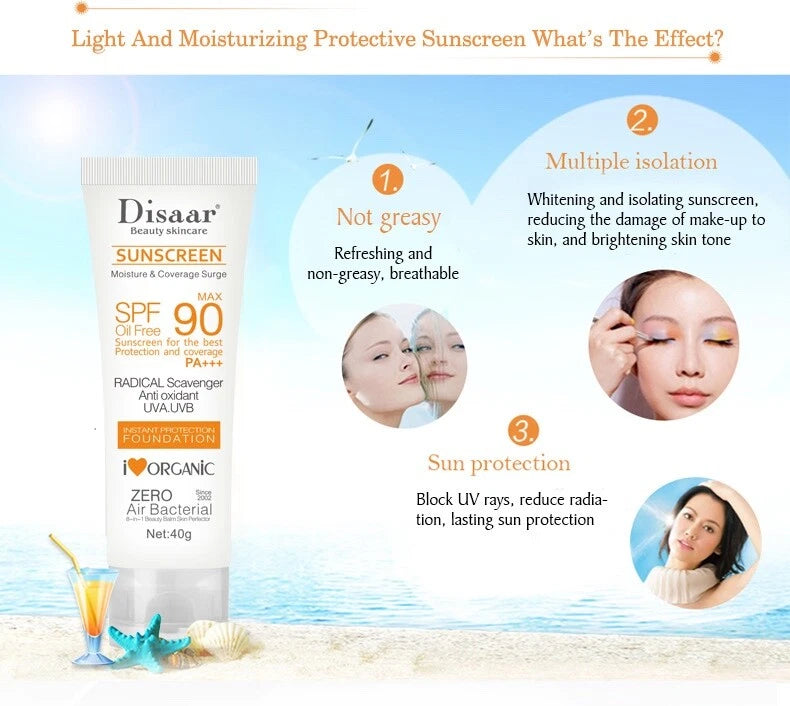 SPF 90 Facial Body Sunscreen Whitening Sun Cream Sunblock Skin Protective Cream