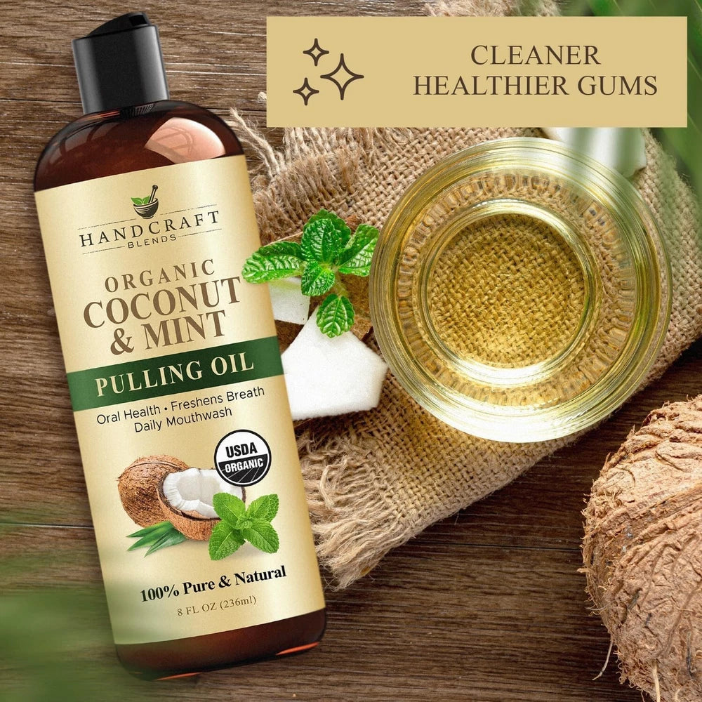 Coconut Oil Pulling 236ml w/ Peppermint for Teeth Gums Fresh Breath Oral Health