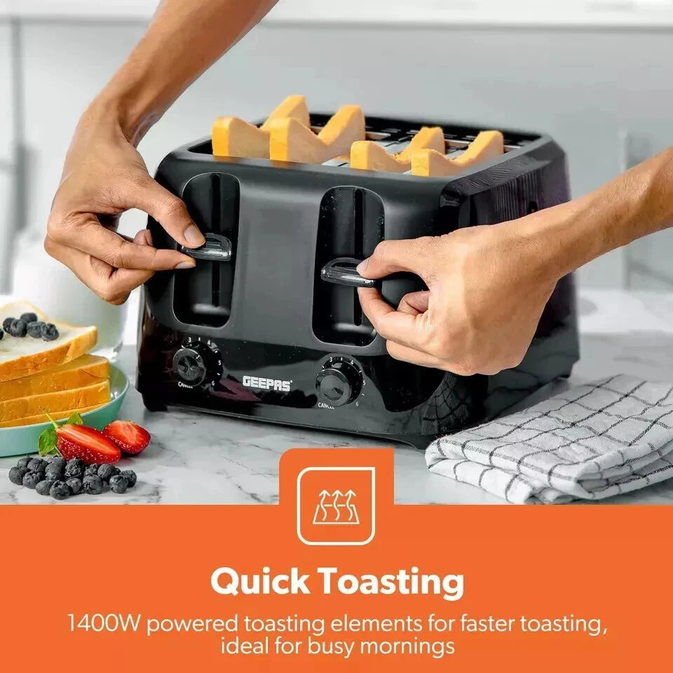4 Slice Toaster Extra Wide Slot Variable Browning Control Removable Crumb Tray