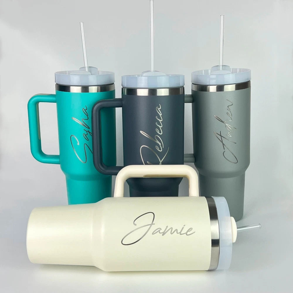 Personalised Name Engraved Double Walled Insulated Cup Tumbler Travel Mug - 40oz