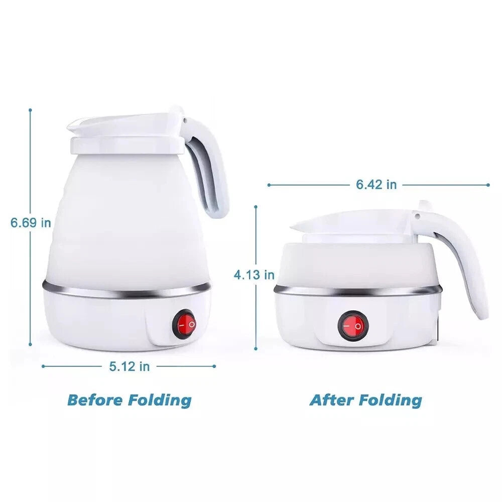 600ML Collapsible Travel Electric Water Kettle Folding Camping Caravan Silicone