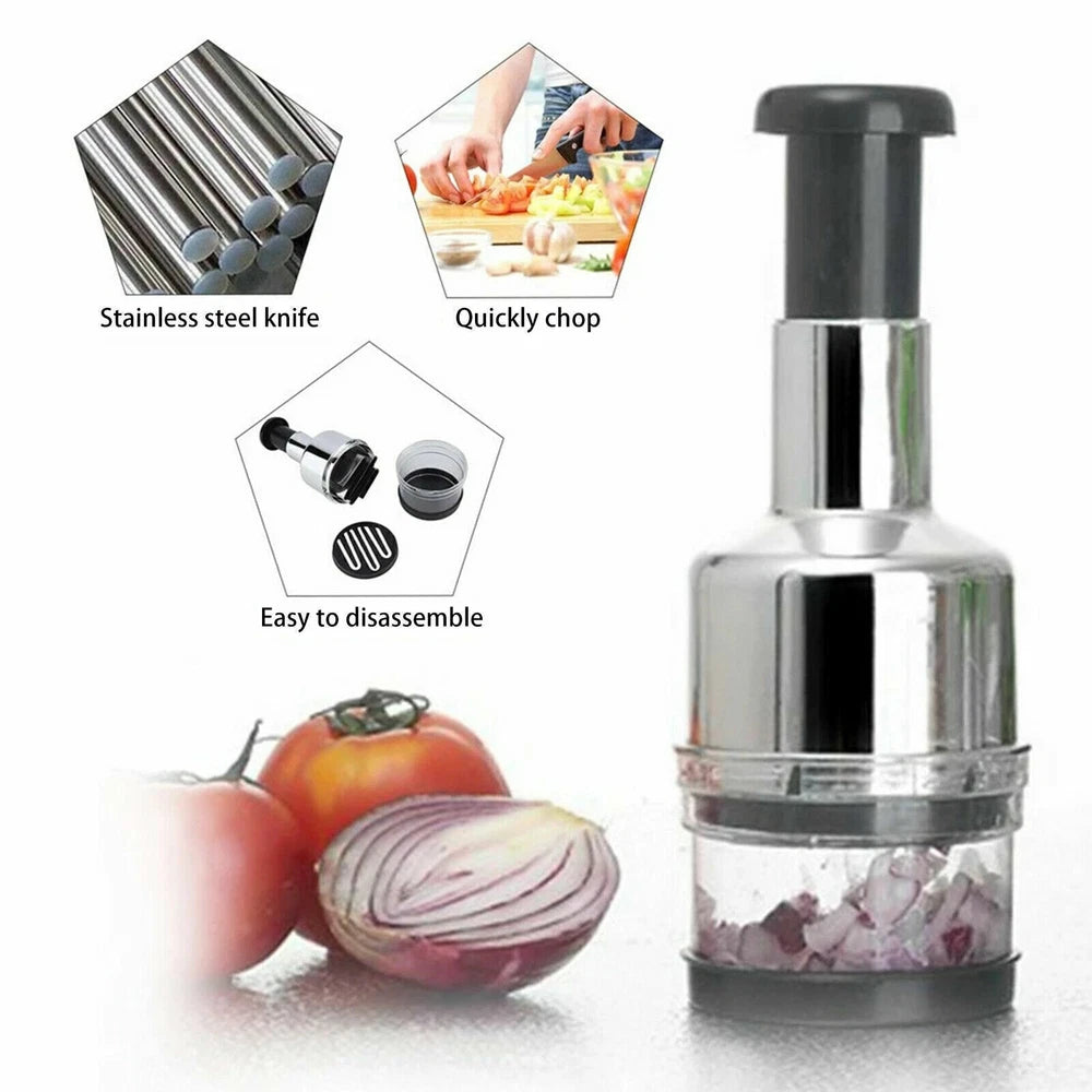 Manual Hand Press Garlic Onion Chopper Vegetable Food Chopper Processor Dicer UK