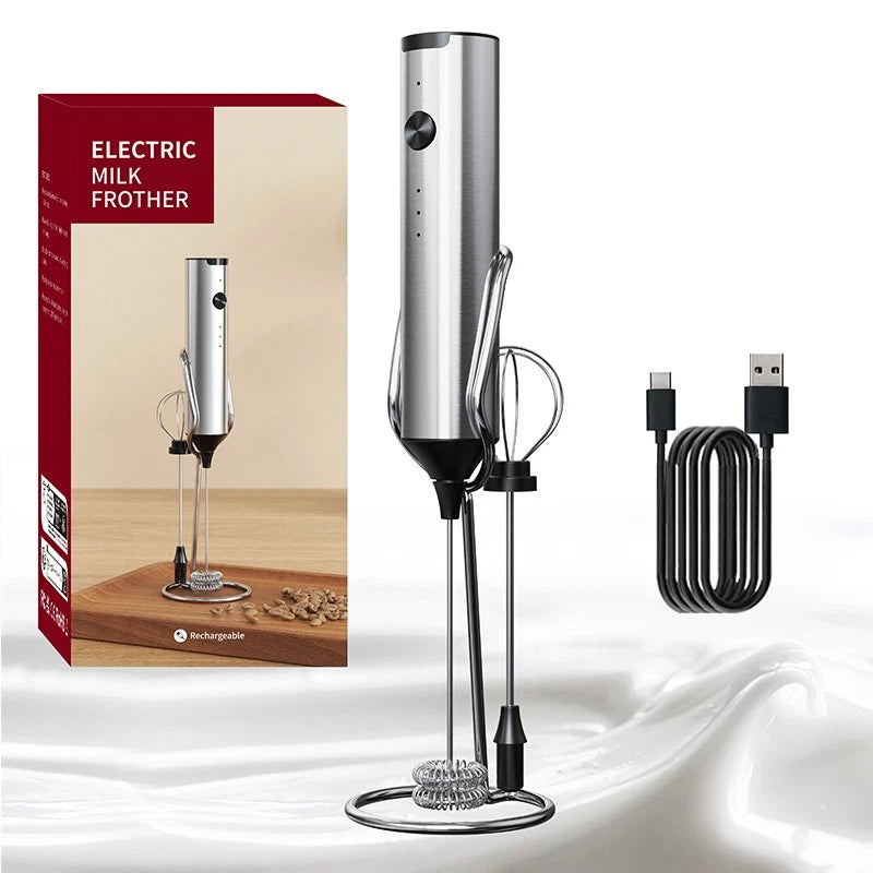 Electric Milk Frother 2 in 1 Egg Whisk Mixer Beater Latte Coffee Kitchen 3 Speed