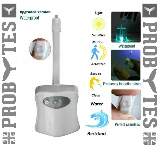 Toilet Bowl 8 Colors LED Night Light Motion Activated Seat Sensor Lamp Bathroom