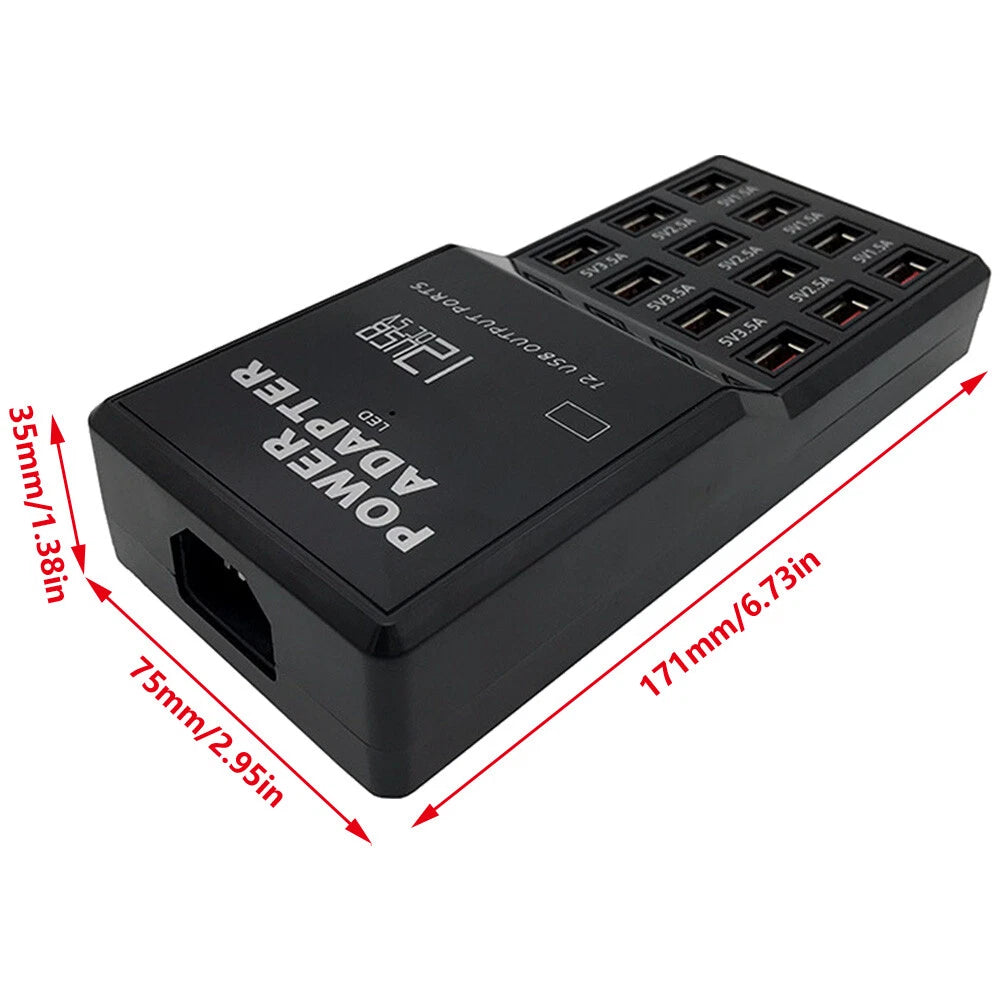 12Ports USB Multi Charger Travel Wall AC Adapter UK Plug Hub Charging Station UK